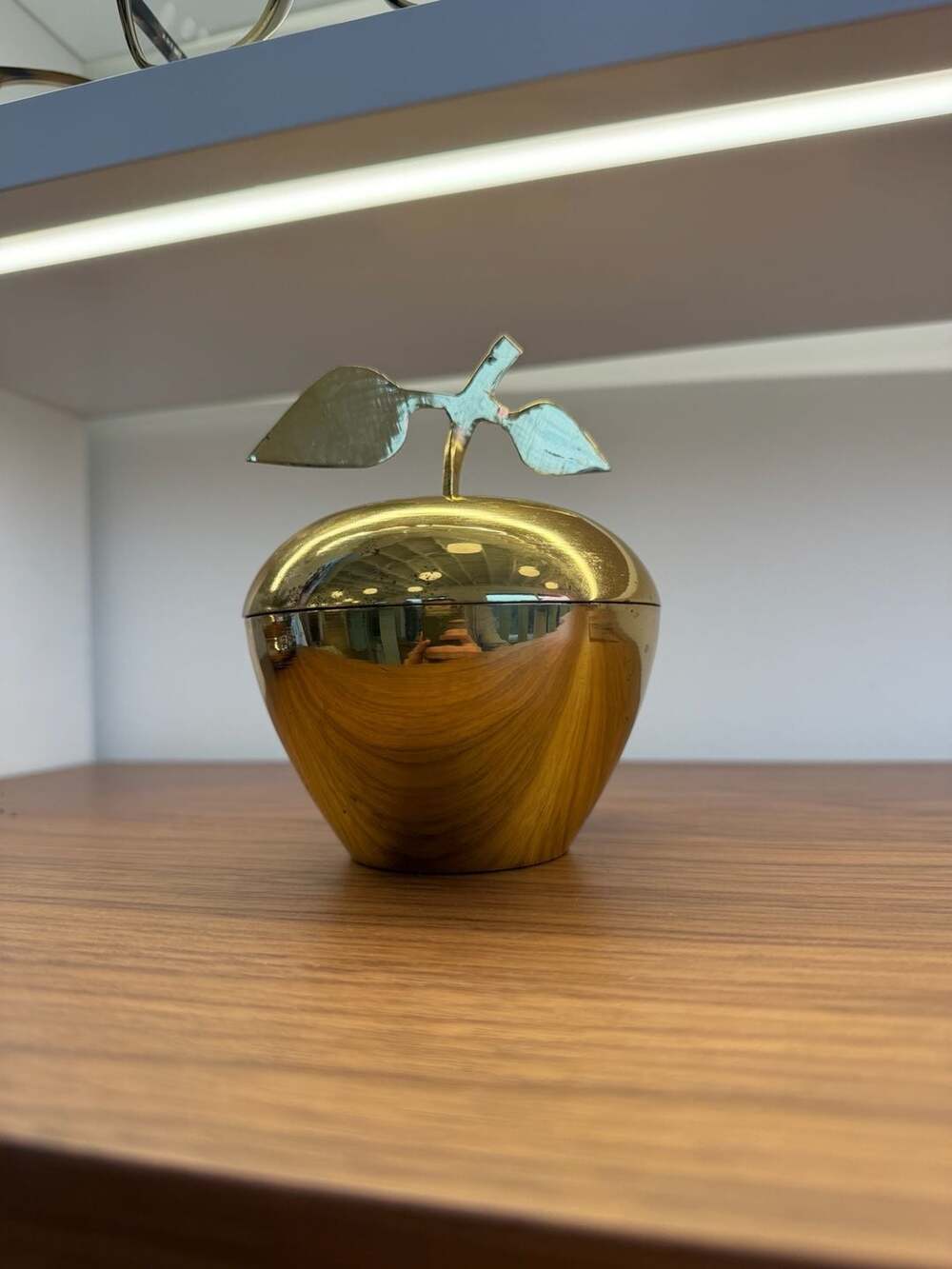 Vintage Brass Apple Lidded Trinket Box Container Decor